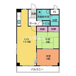 ハイムオーベルジュ 2階2LDKの間取り