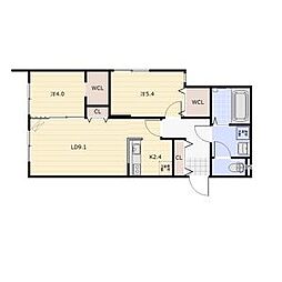 Three R 菊水(スリーアール) 1階2LDKの間取り