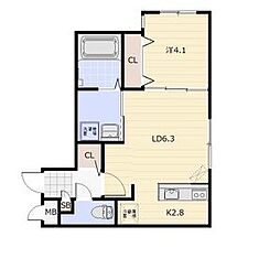 Three R 菊水(スリーアール) 3階1LDKの間取り