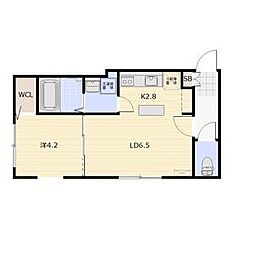 Three R 菊水(スリーアール) 3階1LDKの間取り