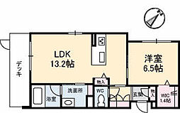 リアン古江 1階1LDKの間取り