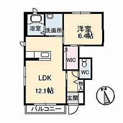 グランドメゾン三成　Ａ棟 1階1LDKの間取り