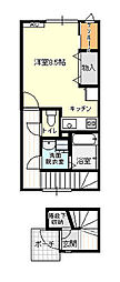 アバンティ磯部 2階ワンルームの間取り
