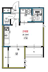 R-smart本妙寺 1階1LDKの間取り