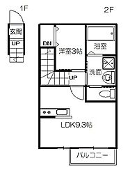 Ｆａｂ南仙台 2階1LDKの間取り