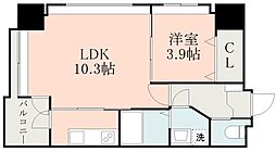 熊本市電A系統 水道町駅 徒歩7分の賃貸マンション 11階1LDKの間取り