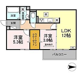 グレイスガーデンB 1階2LDKの間取り