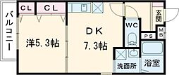 フジパレス弥刀駅北II番館 2階1DKの間取り