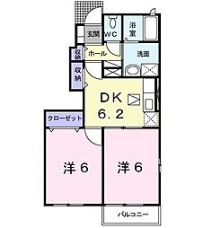 エアリー　レジデンス　Ａ＆Ｋ 1階2DKの間取り
