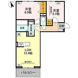 D-ROOM浜尻町 3階2LDKの間取り