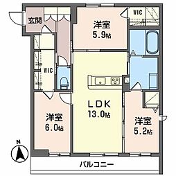 ヘリオスIII 1階3LDKの間取り