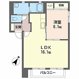 JR東北本線 郡山駅 バス15分 開成二丁目下車 徒歩7分の賃貸アパート 2階1LDKの間取り