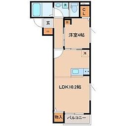 Grand Chariot K 大和町 1階1LDKの間取り