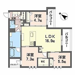 シャーメゾン 新屋敷 Premium 3LDKの間取図画像