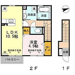 リエゾン　シュシュ 2階1LDKの間取り