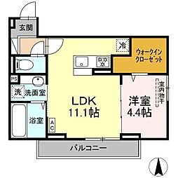 グレイスガーデンC 302 3階1LDKの間取り