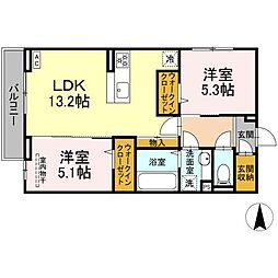 グレイスガーデンC 306 3階2LDKの間取り