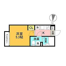 クリスタルレジデンス立川 1階1Kの間取り