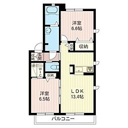 メゾン・ラヴェール Ｂ 2階2LDKの間取り