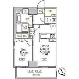 リーフシティ市川　ザ・レジデンス 912 9階1LDKの間取り