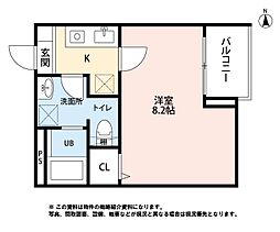 新築エルソルあすと長町 1階1Kの間取り