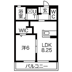 ハピネス 1階1LDKの間取り