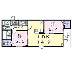 CREVANCE荒川 2LDKの間取図画像