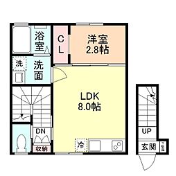 ＲＩＭＯＷＡ下轡田 2階1LDKの間取り