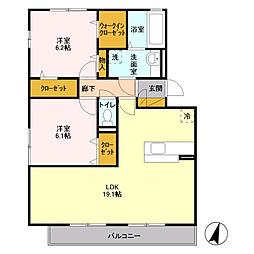 東武伊勢崎線 太田駅 徒歩25分の賃貸アパート 2階2LDKの間取り