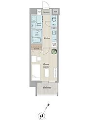 COLAS MIFUNE WEST 4階1Kの間取り