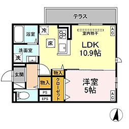 トリシア東和田　W棟 1階1LDKの間取り
