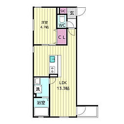 RUSCELLO鳥羽見 3階1LDKの間取り