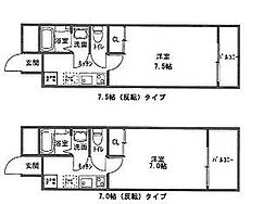G・F二条城 2階1Kの間取り