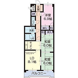 Fresca野畑 3階3LDKの間取り