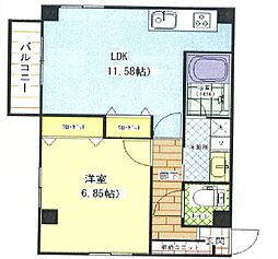 アンリーヴ北野 4階1LDKの間取り