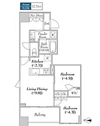 ＡＳＭＡＣＩ　　ＭＡＩＳＯＮ両国II 4階2LDKの間取り