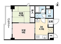 チコーベルメゾン桂 3階2DKの間取り