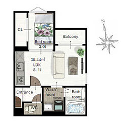 (仮称)レガリスト東照宮8 1階1LDKの間取り