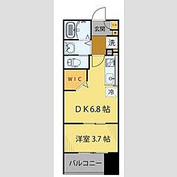 シェルグランデ鉄砲町東 12階1DKの間取り