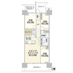 グランドメゾン品川シーサイドの杜 1階3LDKの間取り