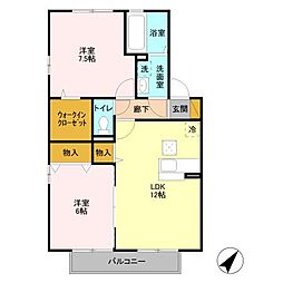 リビングタウン東海　D棟 1階2LDKの間取り