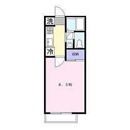 サニークレスト 2階1Kの間取り