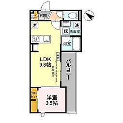 ARANCE御宝町 1階1LDKの間取り