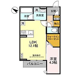 ARANCE御宝町 3階1LDKの間取り