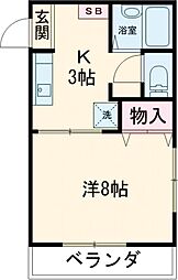 JR山陽本線 明石駅 徒歩10分の賃貸アパート 1階1Kの間取り
