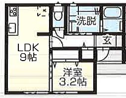 スターガーデン丸岡 1階1LDKの間取り