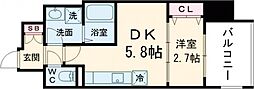 テラ堺市駅 6階1DKの間取り