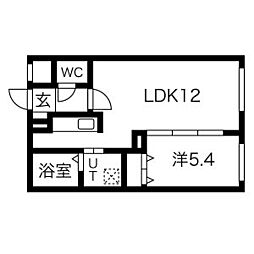 シティコート豊平 4階1LDKの間取り