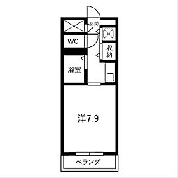 シャトーグロリアス 5階1Kの間取り
