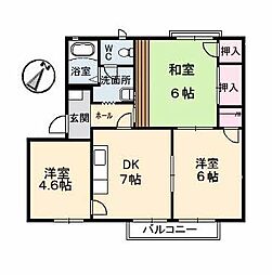ファミール中村 1階3DKの間取り